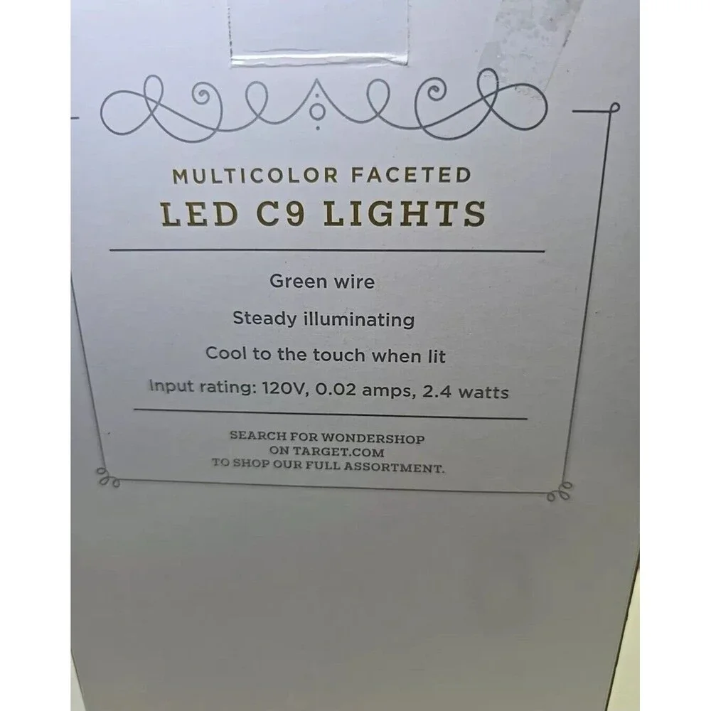 1 Lot of 5 Boxes Wondershop Item E3 25 Lights Per Box Multicolor Faceted LED C9